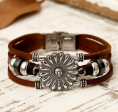 Sunflower & Leather Bracelet Discount