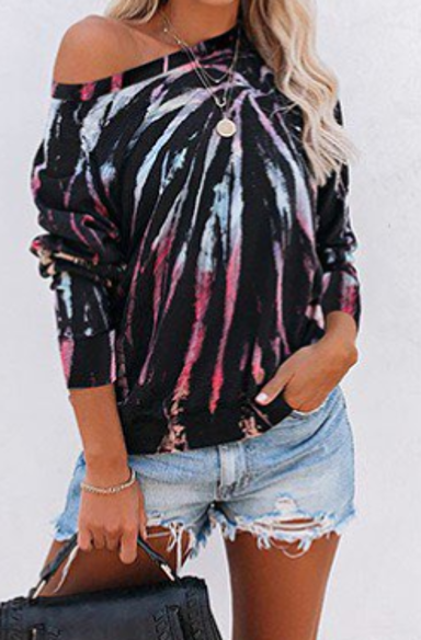 The Blair - Women s Top in Black Tie Dye Fashion