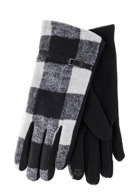 Black & White Buffalo Plaid Smart Gloves Supply