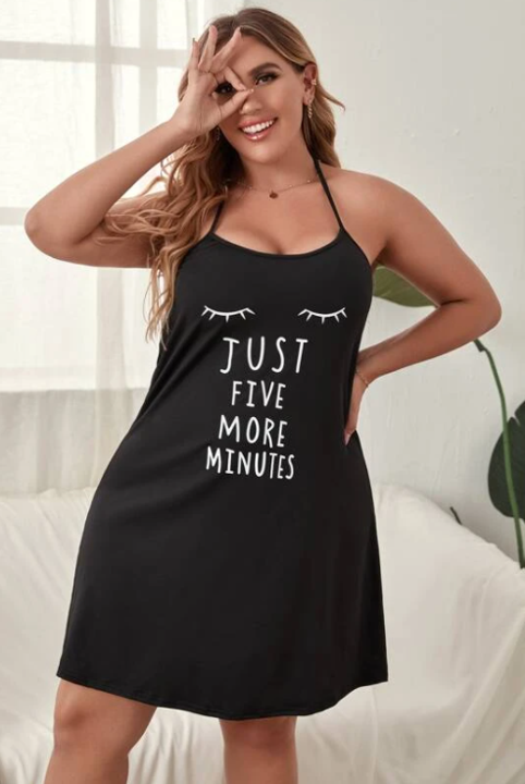 Just Five More Minutes - Women s Plus Size Halter Pajama Online Sale