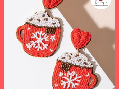 Hot Cocoa Beaded Statement Earrings For Sale