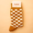 checker crew socks {retro brown & ivory} For Cheap