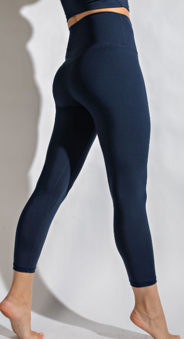 Solid Navy Premium Legging with Yoga Band - Women s One Size Online now