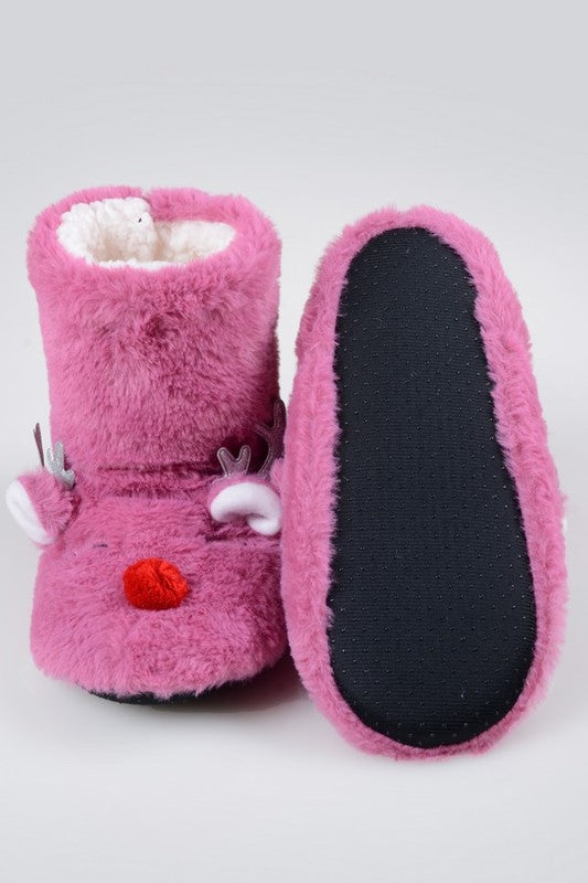 Furry Reindeer Slipper Booties for Women Discount