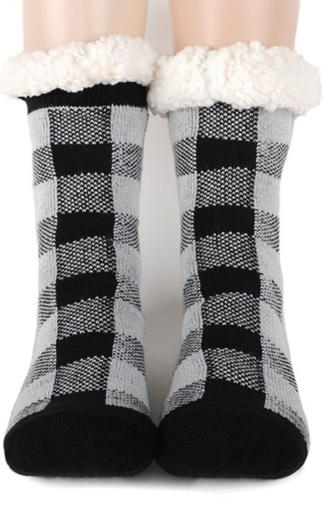 Buffalo Plaid Slipper Socks For Cheap