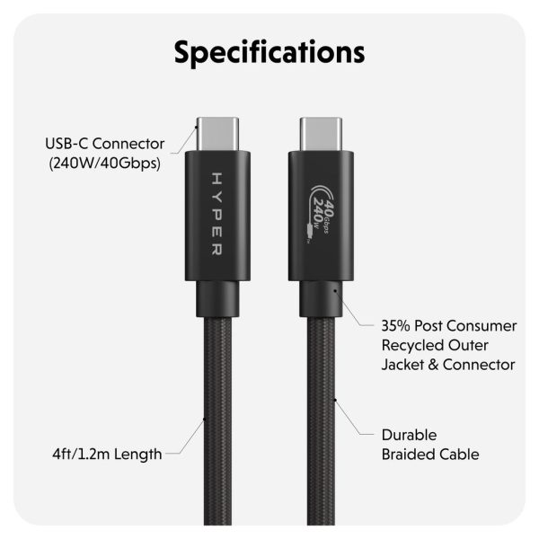 HyperDrive® Next USB4 Type-C Performance Cable (1.2M 4Ft) - Black on Sale