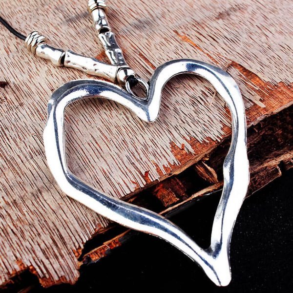 Open Heart Vintage Pendant Necklace Online now