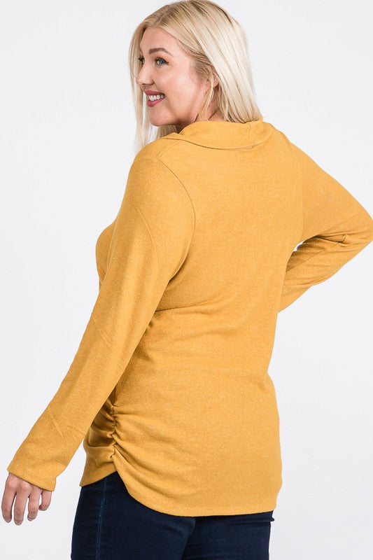 The Mary - Women s Plus Size Top in Mustard For Sale