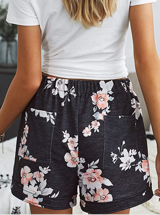 Black Floral Women s Shorts Online now