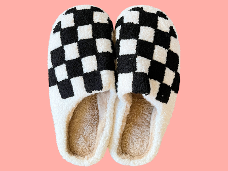 black & white check slippers Online