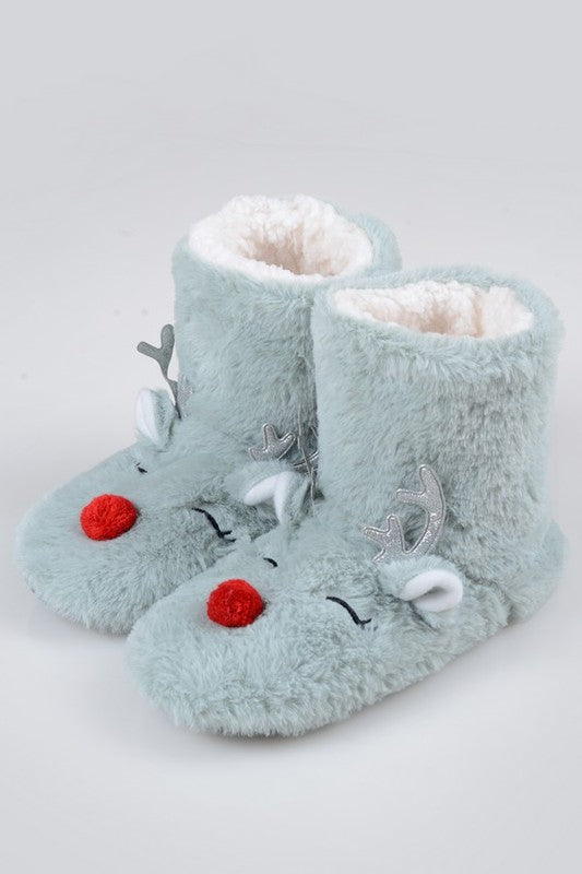 Furry Reindeer Slipper Booties for Women Discount