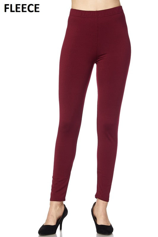 Solid Burgundy Fleece Lined Leggings - Women s Size Online Sale