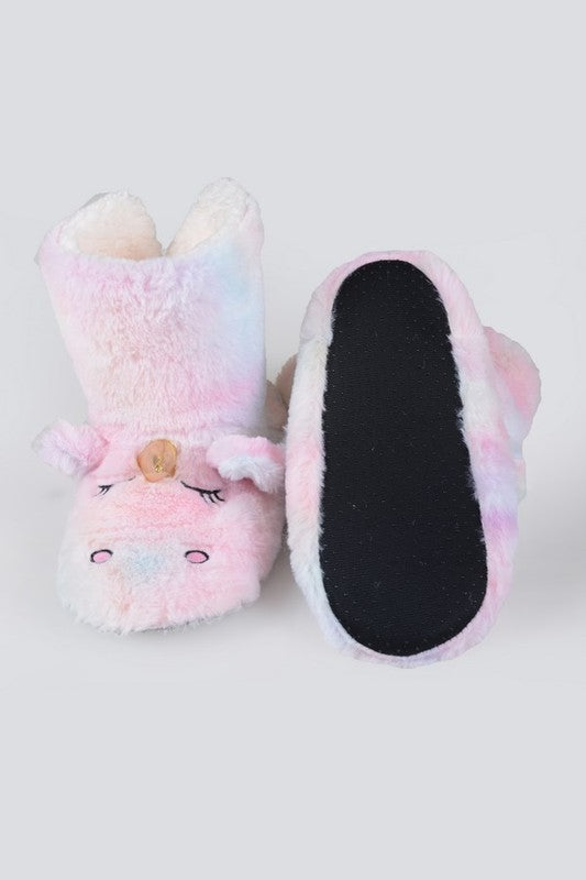 Fuzzy Unicorn Rainbow Dyed Slipper Booties For Discount