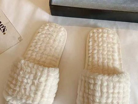 cream fuzzy slippers For Cheap