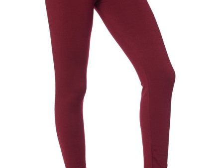 Solid Burgundy Fleece Lined Leggings - Women s Size Online Sale