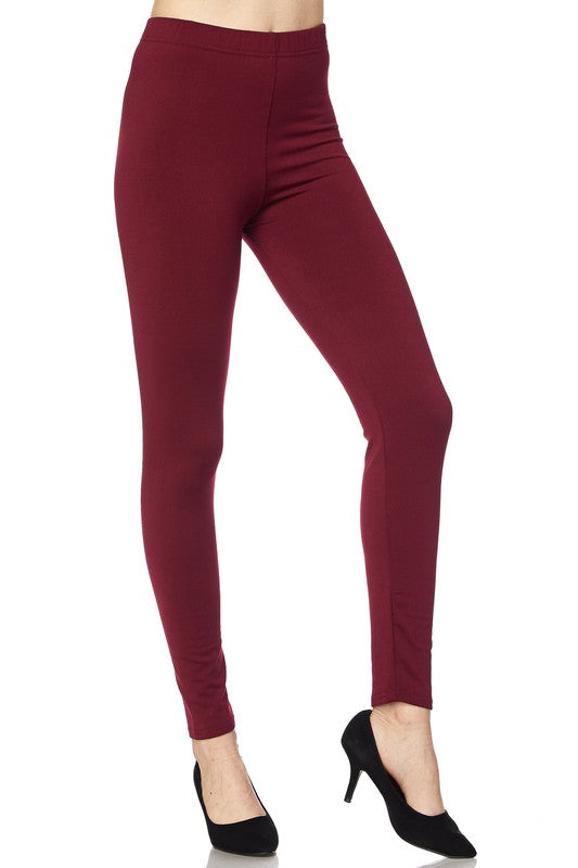 Solid Burgundy Fleece Lined Leggings - Women s Size Online Sale