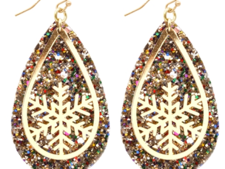 Snowflake Layered Teardrop Earrings Cheap