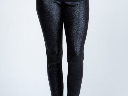 Textured Faux Leather Look Pants in Black - Women s Cheap