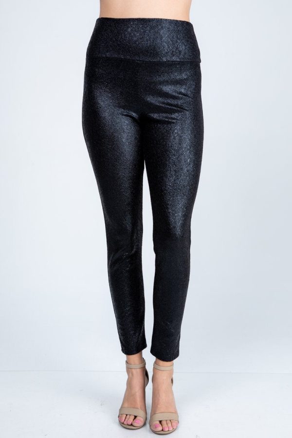 Textured Faux Leather Look Pants in Black - Women s Cheap