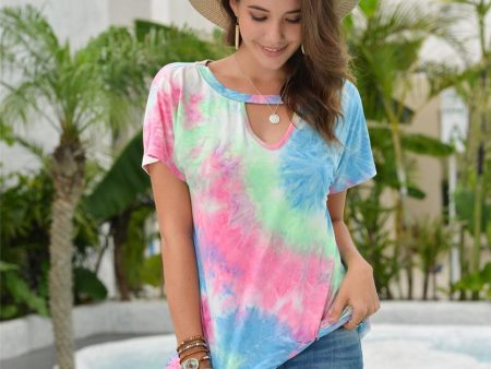 The Amy - Women s Tie Dye Top in Blue Pink White For Cheap