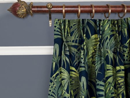 PALMERAL Cotton Linen Curtain - Midnight & Green Cheap