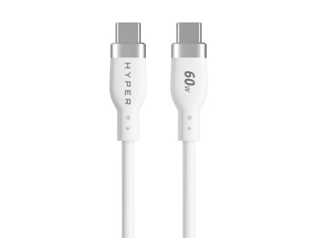 HyperJuice 60W Silicone USB-C to USB-C Cable (1.5M 5Ft) - White For Sale