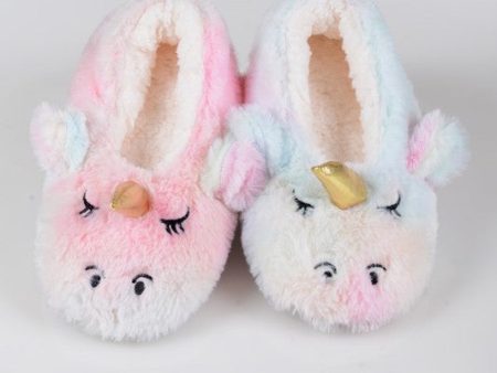 Fuzzy Unicorn Rainbow Dyed Slippers Supply