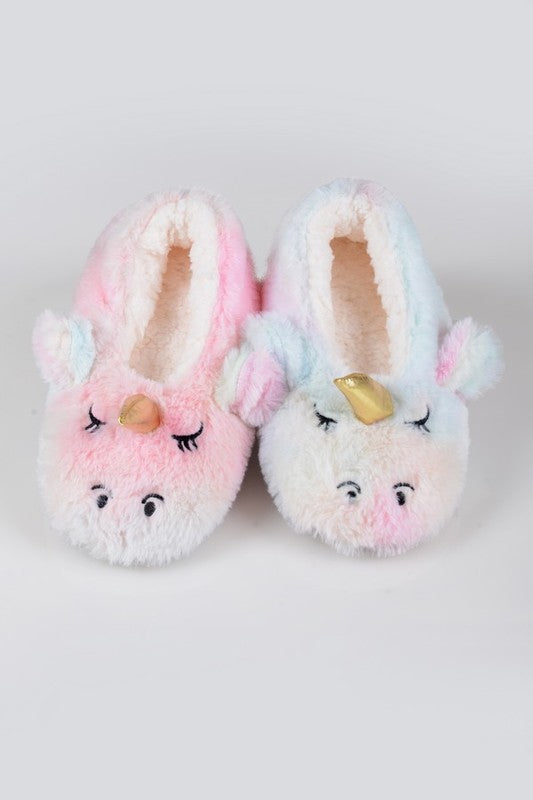 Fuzzy Unicorn Rainbow Dyed Slippers Supply