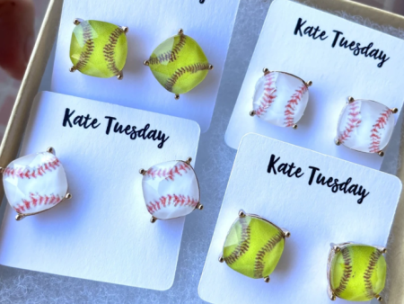 Baseball or Softball Stud Earrings For Sale