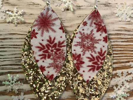 Snowflake & Gold Glitter Teardrop Earrings Online