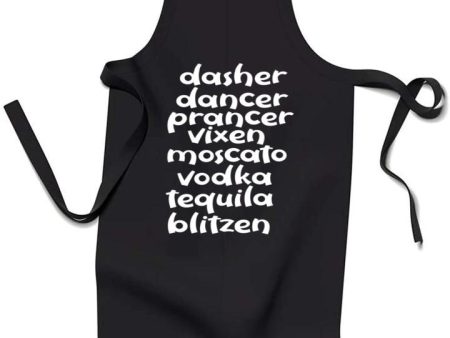 Reindeer Christmas Spirits Apron in Black Fashion