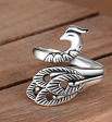 Adjustable Peacock Ring in Silver on Sale