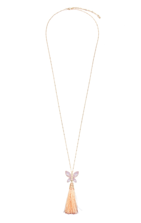 Peach Butterfly Tassel Necklace Fashion