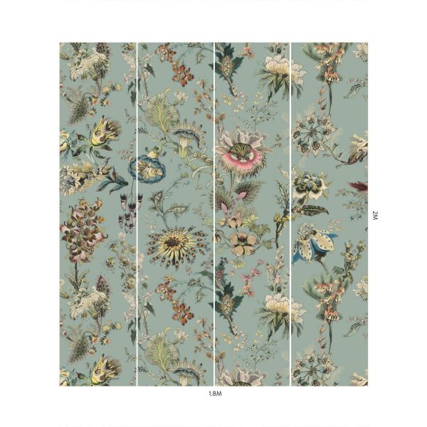 FLORA FANTASIA Wallpaper - Sky Blue on Sale