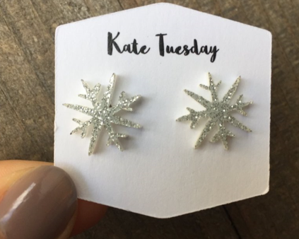 Glitter Snowflake Earrings For Cheap