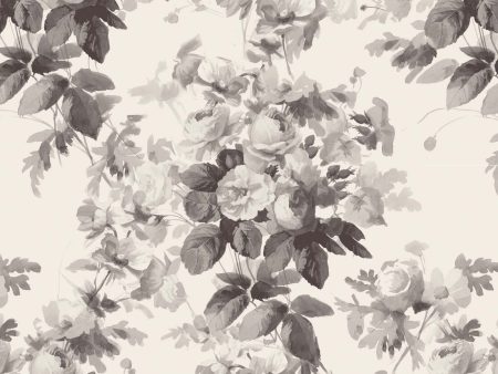 LONDON ROSE Traditional Wallpaper - Smoke Grey For Sale