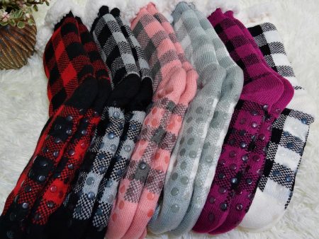 Buffalo Plaid Slipper Socks For Cheap