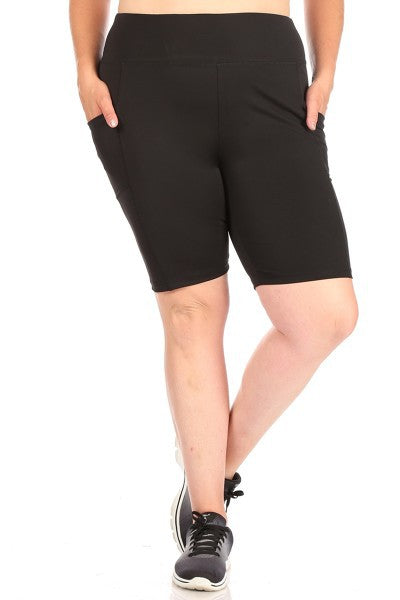 Athletic Shorts with Pockets in Black - Women s Plus Size Online Sale