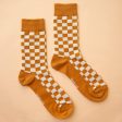 checker crew socks {retro brown & ivory} For Cheap