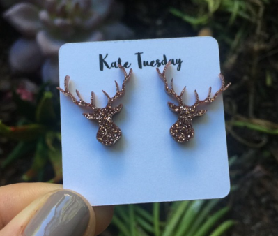 Rose Gold Antler Stud Earrings Hot on Sale