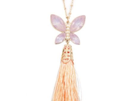 Peach Butterfly Tassel Necklace Fashion