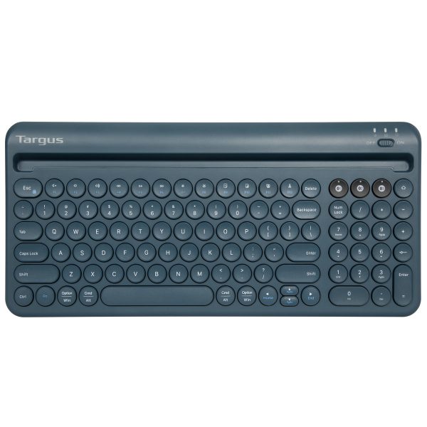 Multi-Device Bluetooth® Antimicrobial Keyboard with Tablet Phone Cradle (Blue) Sale