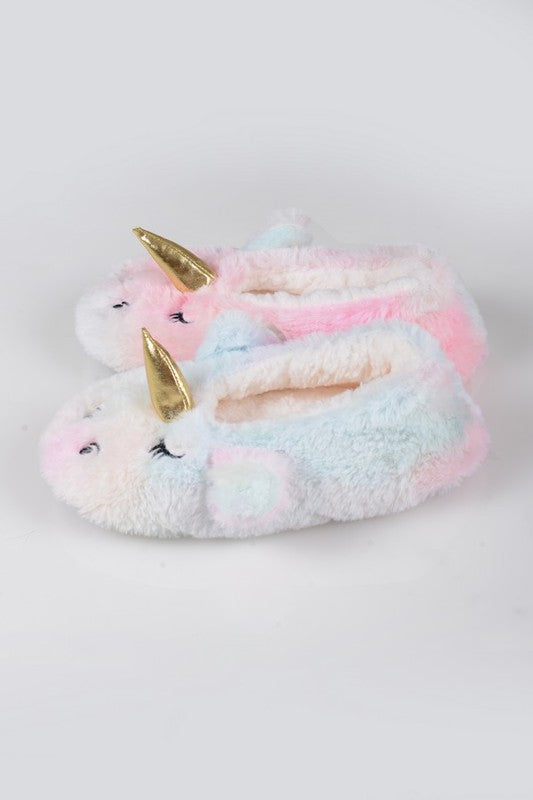 Fuzzy Unicorn Rainbow Dyed Slippers Supply