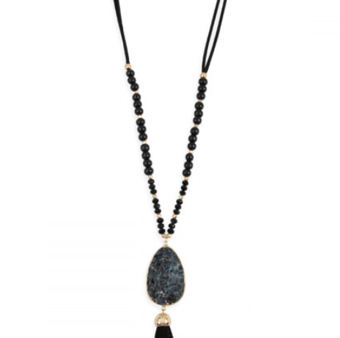 Black Natural Stone Pendant Necklace Sale