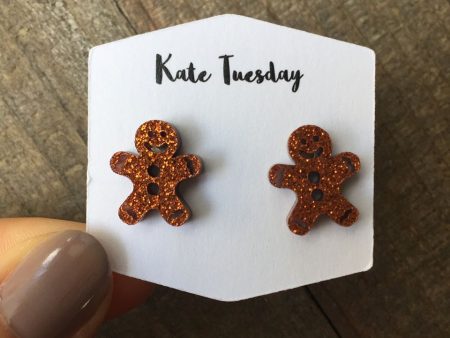 Gingerbread Man Glittery Earrings Supply