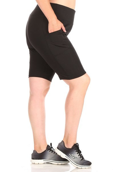 Athletic Shorts with Pockets in Black - Women s Plus Size Online Sale