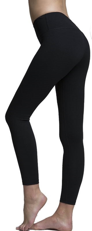 Solid Black Premium Legging with Yoga Band - Women s One Size Online