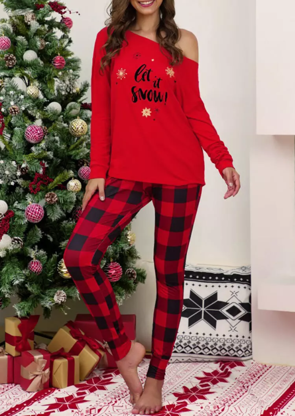 Buffalo Plaid Let it Snow - Women s Pajama Set Online Sale