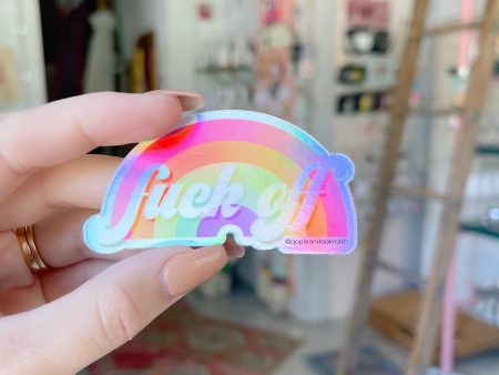 fuck off holographic rainbow sticker Sale