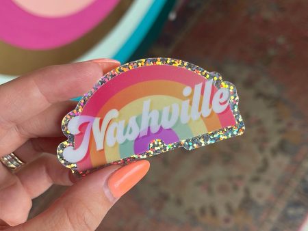 nashville glitter rainbow sticker For Cheap